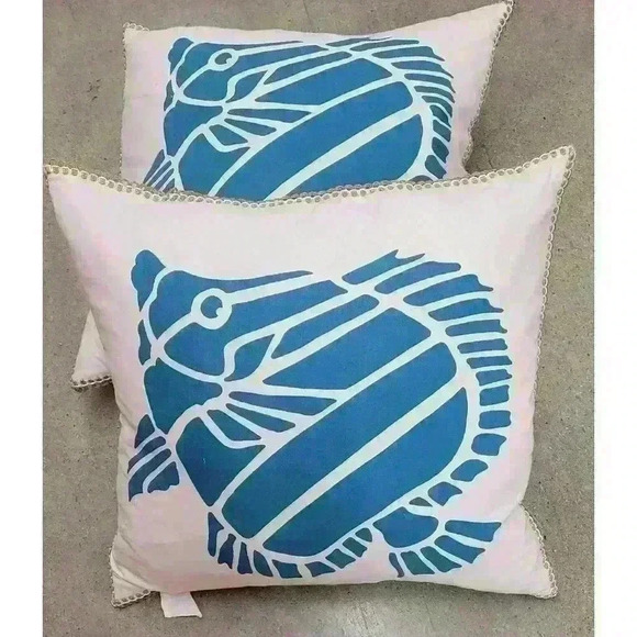 Unk Other - Pair- Blue Fish Accent Pillows